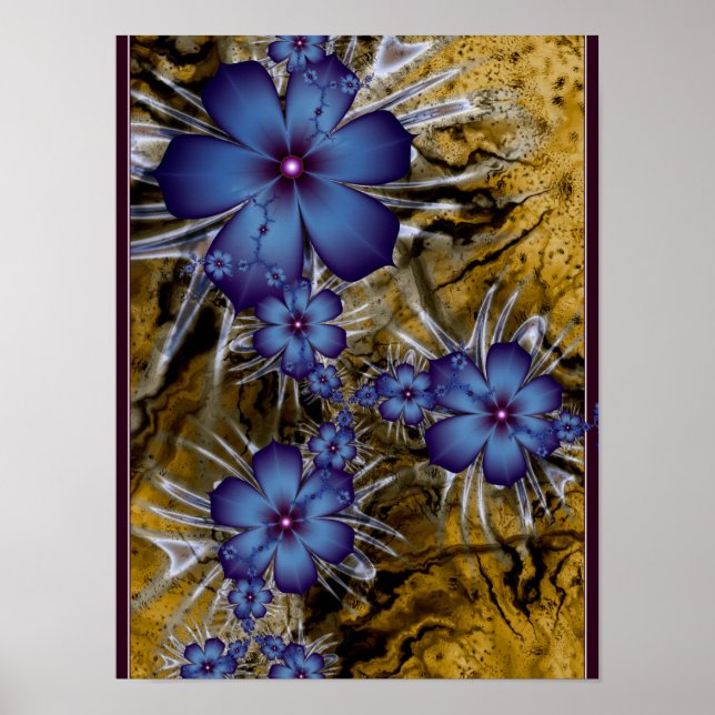 Lila Blumen Fraktal Poster (Vorne)