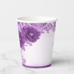 Lila Blumen Geblüht Papier Cup Pappbecher