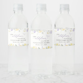 Lila Blumen, gelbe Blumen, Boho, Babydusche Wasserflaschenetikett