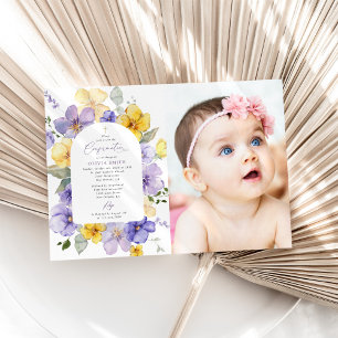 Lila Blumen, gelbe Blumen, Boho, Konfirmation Einladung