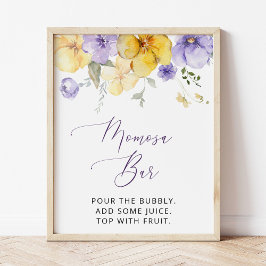 Lila Blumen, gelbe Blumen, Boho, Momosa Bar Poster