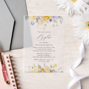 Lila Blumen, gelbe Blumen, Boho, Taufe