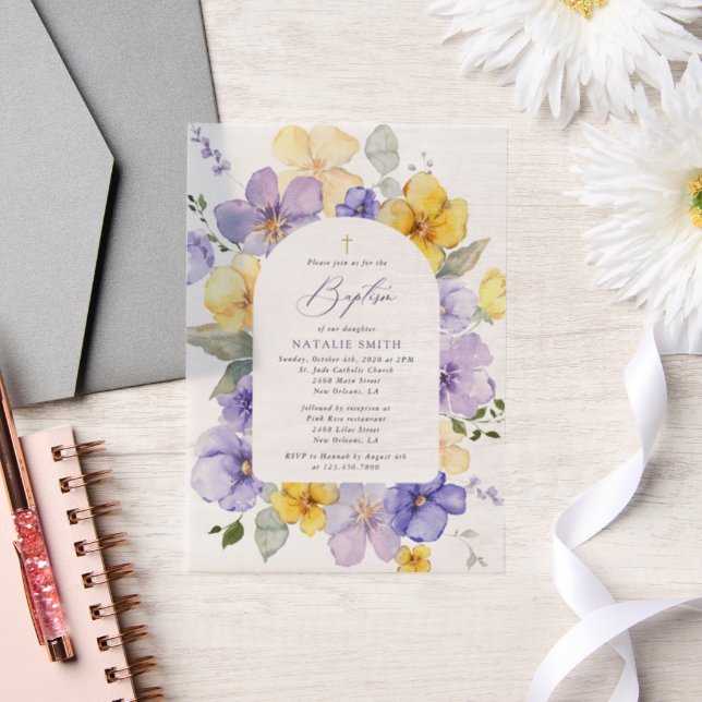Lila Blumen, gelbe Blumen, Boho, Taufe (Hochzeit)