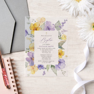 Lila Blumen, gelbe Blumen, Boho, Taufe