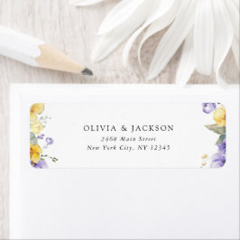 Lila Blumen, gelbe Blumen, Grünpflanzen, Hochzeit