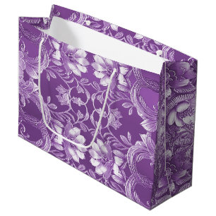 Lila Blumen-Geschenktasche Große Geschenktüte