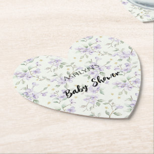 Lila Blumen Goldene Sterne Monde Babyparty Untersetzer