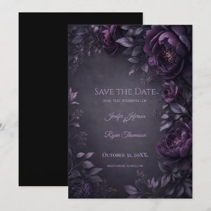 Lila Blumen Gothic Save the Date Einladung