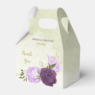 lila Blumen grüne Blätter Hochzeit Geschenkschachtel