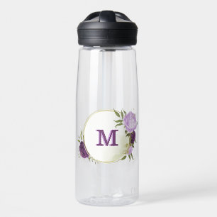 lila Blumen grüne Blätter Trinkflasche