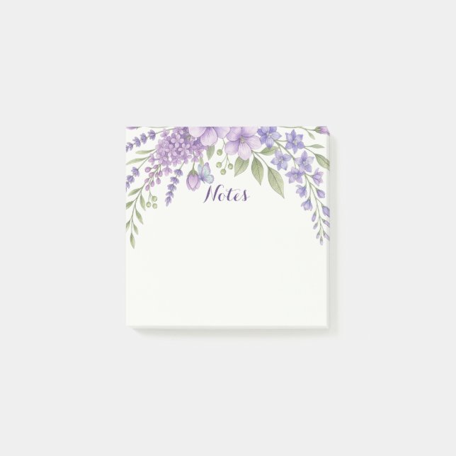 Lila Blumen Haftnotizen, Lavendel Notizblock (Vorderseite)