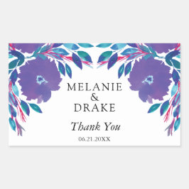 Lila Blumen handbemalt Rechteckiger Aufkleber