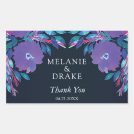 Lila Blumen handbemalt Rechteckiger Aufkleber