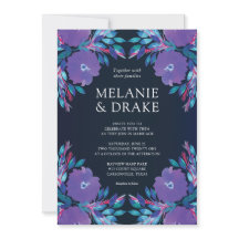 Lila Blumen Handgemalt Hochzeit Einladung