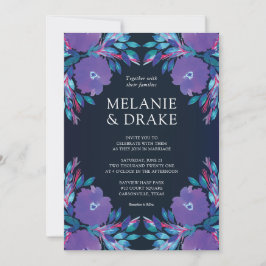 Lila Blumen Handgemalt Hochzeit Einladung