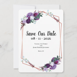 Lila Blumen Hochzeit Ankündigung Save the Date