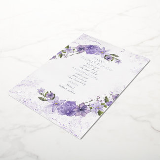 Lila Blumen Hochzeit Folien-Detailkarte Folieneinladung
