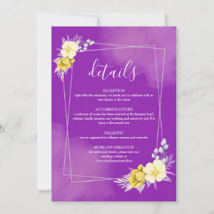 Lila Blumen Hochzeitsdetails Karte