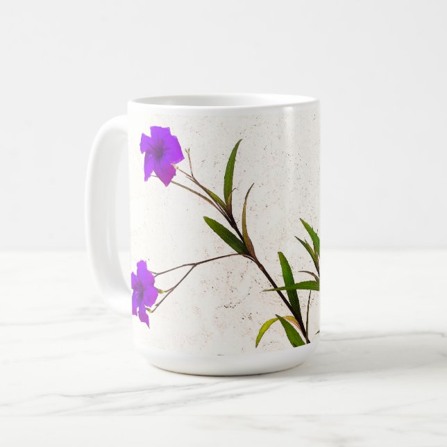 Lila Blumen im Wind Kaffeetasse (Vorderseite Links)