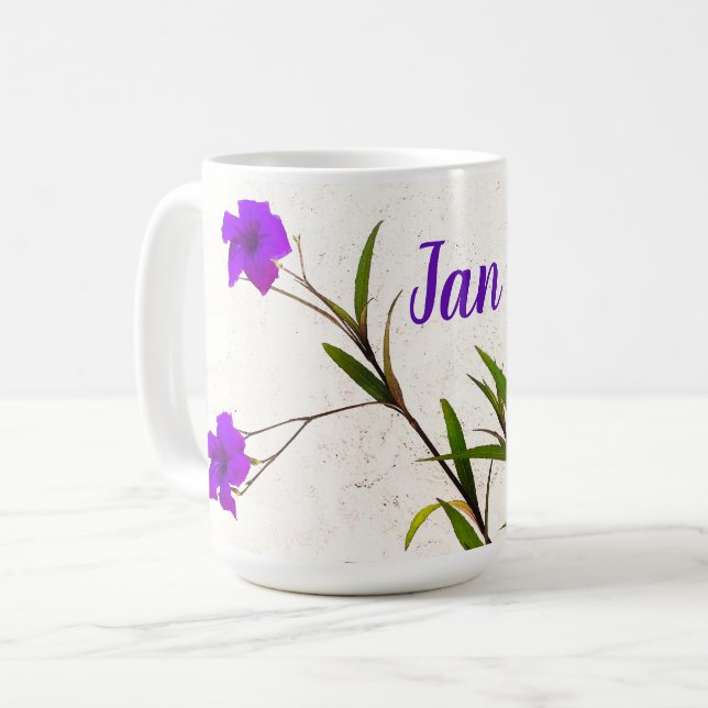 Lila Blumen in der Brise Kaffeetasse (Vorderseite Links)