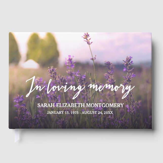 Lila Blumen in der liebenden Erinnerung Gästebuch (Vorderseite)