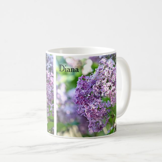 Lila Blumen Kaffeetasse (VorderseiteRechts)