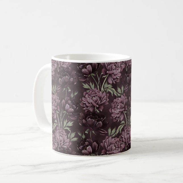 Lila Blumen Kaffeetasse (Vorderseite Links)