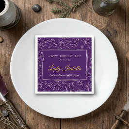 Lila Blumen Königliches Geburtstagsfest-Papiernapk Serviette
