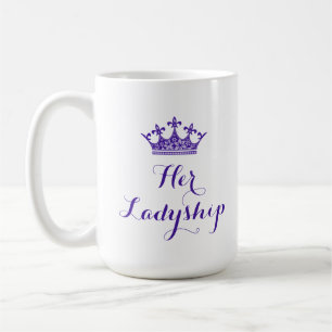 Lila Blumen-Krone ihr Ladyship-Skript Tasse