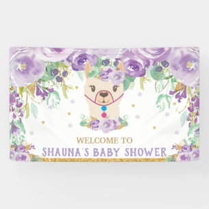 Lila Blumen Lama Babydusche Begrüßung Hintergrund Banner