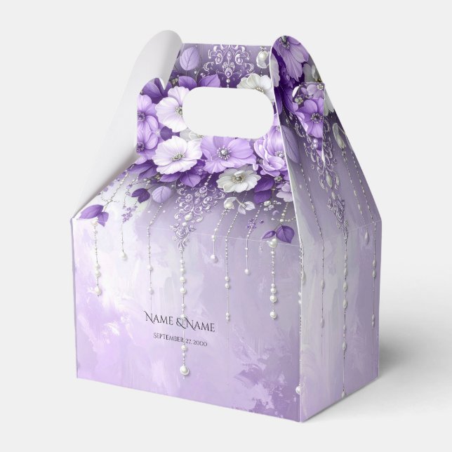 Lila Blumen mit baumelnden Perlen Geschenkbox Geschenkschachtel (Vorderseite)