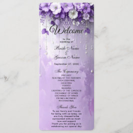 Lila Blumen mit baumelnden Perlen Hochzeit Programm