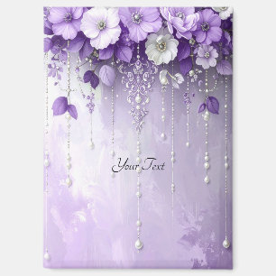 Lila Blumen mit baumelnden Perlen Magnet