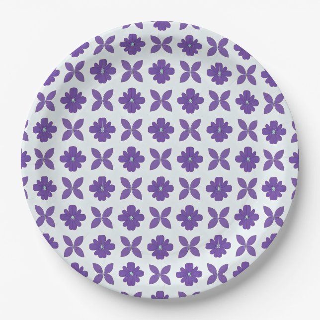 Lila Blumen mit hellem Hintergrund Pappteller (Vorderseite)
