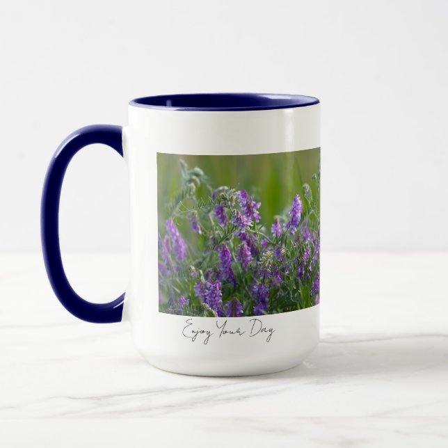 Lila Blumen mit Spruch Tasse (Links)