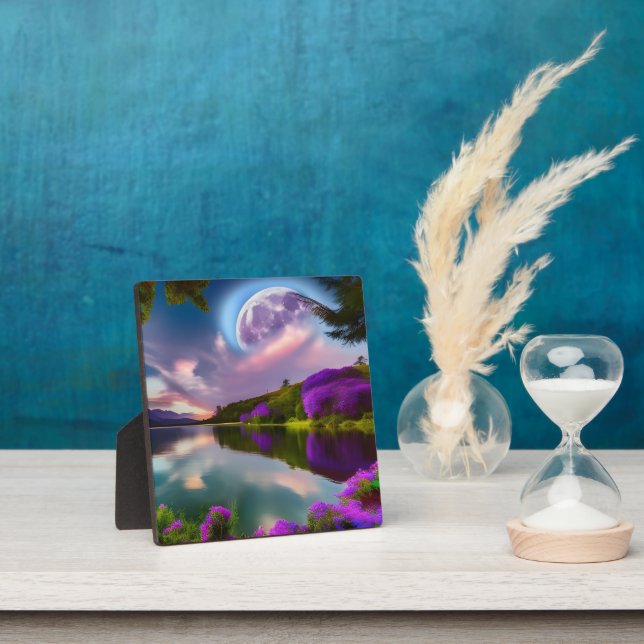Lila Blumen Moon und Seeblick Fotoplatte (InSitu)