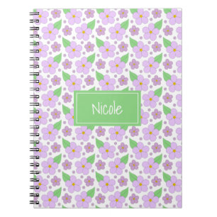 Lila Blumen-Muster-Foto-Notizbuch Notizblock
