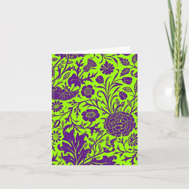 Lila Blumen-Muster-freier Raum Notecards Karte (Vorderseite)