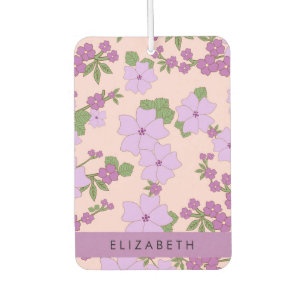 Lila Blumen, Muster von Blume, Ihr Name Autolufterfrischer