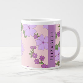 Lila Blumen, Muster von Blume, Ihr Name Jumbo-Tasse