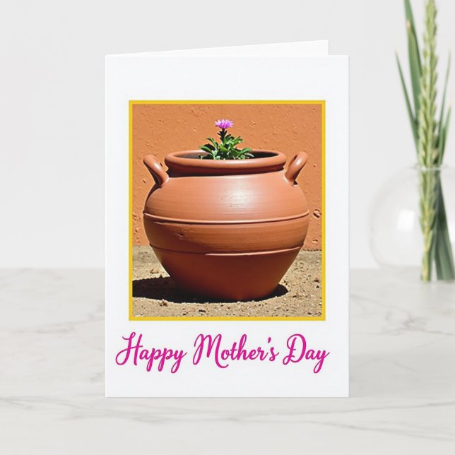 Lila-Blumen-Muttertag-Töpfchen-Karte Karte (Vorderseite)