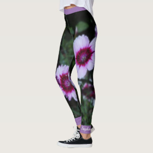 Lila Blumen, Personalisierter Name Yoga Übung Leggings