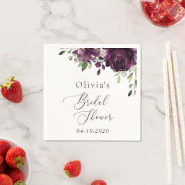 Lila Blumen, Pflaumenblumen, Boho, Brautparty Serviette