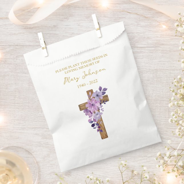 Lila-Blumen-Samenpäckchen im Trauerbeutel Geschenktütchen (Ausgeschnitten)
