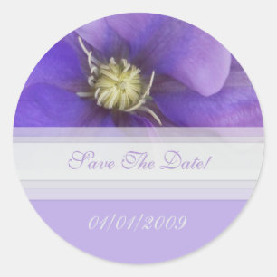 Lila Blumen "Save The Date"-Aufkleber Runder Aufkleber