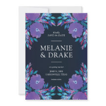 Lila Blumen Save the Date bemalt