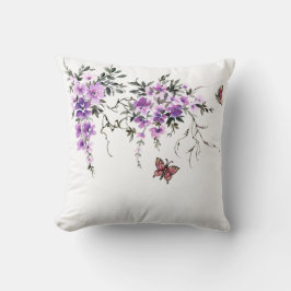 Lila Blumen-Schmetterling-Kissenbezug Kissen