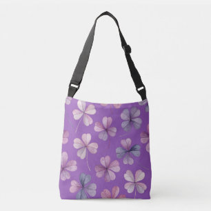 „Lila Blumen-Schultertasche – Pinkes Kleeblatt-Des Tragetaschen Mit Langen Trägern