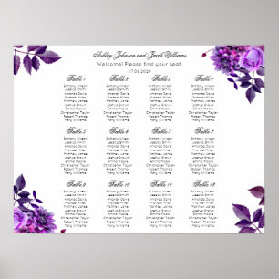 Lila Blumen Sitzordnung Druck. Lila Hochzeit Poster