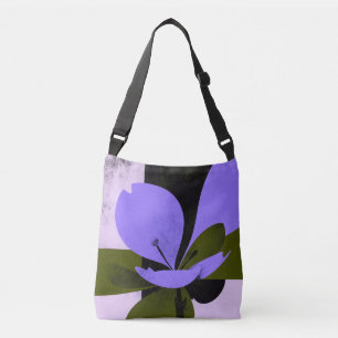 Lila-Blumen-Tasche – Moderne abstrakte Floral De Tragetaschen Mit Langen Trägern